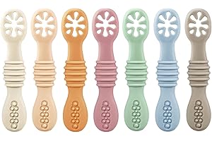 ‎PANDAEAR PandaEar 7 Stück Silikon Lernlöffel Baby Löffel Brei ab 4 Monaten Selber Essen, Besteckset Breilöffel Babylöffel ab 6 monate Esslernbesteck Blw