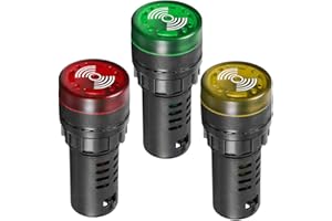 Gebildet 3Pcs Voyant Lumineux avec Buzzer AC/DC 24V, Alarme Clignotante à Montage sur Panneau 22mm pour Panneau de Commande électrique, CVC, Projets de Bricolage (Rouge-Jaune-Vert)