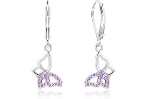ASH'S CHOICE Boucles d'Oreilles Créoles en Or épais pour Fille, Boucles d'Oreilles Colorées Hypoallergéniques Petite Papillon Coeur S925, Cadeaux de Bijoux pour Femmes et Filles