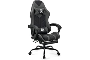 ‎PLAY HAHA play haha. Gaming Stuhl Bürostuhl Drehstuhl Computerstuhl Arbeitsstuhl Schreibtischstuhl Ergonomischer Stuhl Rennstuhl Lederstuhl PC Gaming Stuhl (Grau,mit Fußstütze)