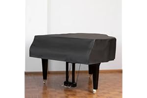 Cutfouwe Leather Grand Piano Cover - Baby Grand Piano Cover for Waterproof-Proof and Dustproof,Black,160cm