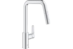 GROHE Start Robinet de Cuisine, Mitigeur Cuisine avec Douchette Extractible, Bec Haut, Inverseur 2 jets (Laminaire/Pluie), Rotation 360°, Chromé, 30631000