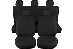 Susy Shop Housses de siège auto universelles, avant et arrière, compatibilité universelle montage simple (ensemble complet, noir)