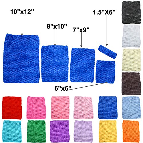 TtS 1.5"x6" 6"x6" 7"x9" 8"x10" 10"x12" Crochet Tube Top Infant Dress elastic Waistband Headband Tutu Supplies For Baby Girls 16 Colours (7"x9" Royal Blue)