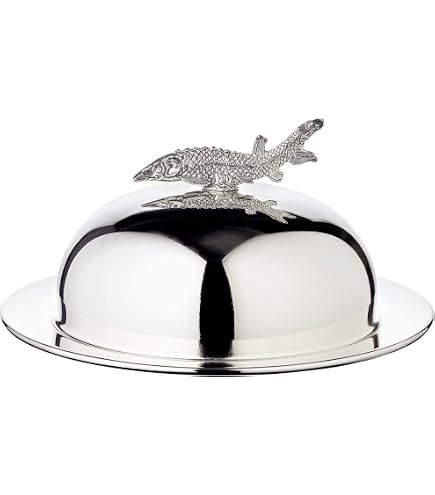Accessoire Table Petit Déjeuner Beurrier EDZARD Avec Couteau - Cloche à Beurre Argentée, Verre - Diamètre 14 Cm - Pour Petit-déjeuner, Réceptions, Cadeau élégant