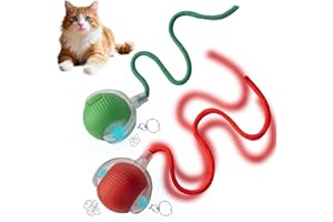 LYTARI 2 PCS Interactive Dog Balls, Active Rolling Ball with Tail 360° Smart Chase Pet Ball with Tail Rechargeable Interactive Toy Automatic Electric Toy for Indoor Cats Dogs Active Play Chase (Red & Green)