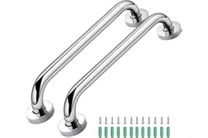 E-GREETSHOPPING 2Pcs Non-Slip Staircase Handrail, 43.5cm Stainless Steel Outdoor Handrail, Stair Handrails for Elderly Outdoor Indoor Stairs Steps, Handrail Brackets Staircases Exterior Railing Hand Rails, 17 Inch