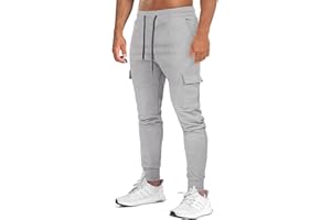 Suwangi Pantalones Deportivos Cargo Hombre Pantalones para Correr Pantalón para Ejercicio Casual Cintura Elástica con Cordón Multibolsillo para Fitness