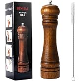 BINHAI Pepper Mills Pepper Grinder Salt Pepper Mill Solid Wood with Strong Adjustable Ceramic Grinder 8 Inch