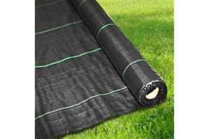 RAM ONLINE Ram® Heavy Duty Weed Fabric Control 2M X 5M Weed Control Fabric Ground Cover Membrane UV Stabilised Weed Fabric For Patios Garden Flower Beds Landscaping (2M X 5M)