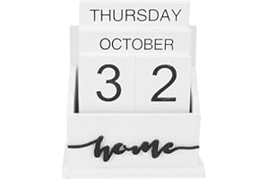 Dropfree Calendario da Tavolo in Legno a Conchiglia Calendario Tavolo in Legno Permanente Calendario da Tavolo in Legno Settimanale Visualizzazione Della Data Decorazione per Ufficio a Casa