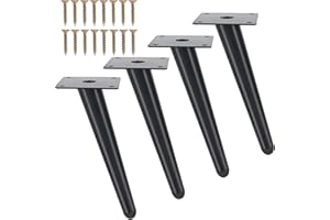 HULAGU 4 Stück Schräge Möbelfüße Schwarz 20cm Konisch Möbelbeine Ersatz Möbelfüße Metall Schrankfüße Sofa Füße mit Schrauben für Sofa, TV-Schrank, Bett, Couchtisch, Lehrstuhl