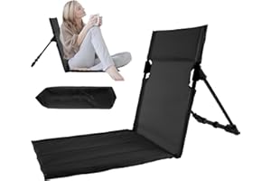 BOBASH Chaise de plage pliable portable, transats portables, dossier réglable et sac de transport, 39 x 37 x 42 cm, matelas de plage pliable, pour camping, plage (noir)