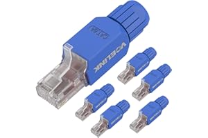 VCELINK Connecteur RJ45 Sans Outil, Fiche De Terminaison De Terrain RJ45 Cat 7, modulaire plaqué or, Connecteur UTP CAT6A sans outil pour câble réseau CAT7, CAT6A, 23-26 AWG 10Gbps lot de 6