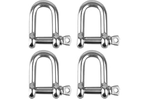 PLSMUPN 4 Pièces M8 Manille Inox Acier, Manille droite en forme de U avec Goupille à Vis Filetée, Manille D'anneau de D de Chaîne pour Suspendre des Sacs de Sable et Bateau Naviguer Auto Remorquage