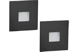 ledscom.de 2x LED-trappbelysning/vägginfälld belysning FOW för inomhus- och utomhusbruk, downlight, fyrkantig, svart, 85 x 85