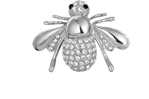 QWUVEDS Spille Ape Di Cristallo Animale Spilla Personalità Abbigliamento Semplice Accessori Corsage Spilla Abito Sciarpa di Seta Fibbia Sacchetto Abbigliamento Cappello Trend Spille Decorative Legno, argento,