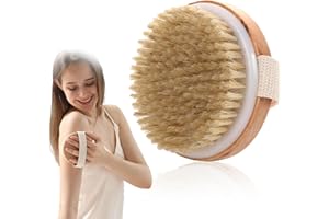 UNIHOC Cepillo Corporal de Cepillado en Seco, Cepillo de Masaje con Cerdas de Jabalí Naturales, Cepillo de Ducha para Cepillado Seco,para Mejorar la Circulación Sanguínea, Celulitis y Drenaje Linfático