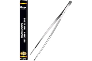 OPULA 𝗚𝗹𝗼𝗿𝘆𝗼𝗿® Pinze Cucina Acciaio Professionale 15-40cm, Pinza Chef di Alta Precisione Multiuso, Pasta, Barbecue, Bistecca, Hamburger, Barista, Decorazione, Estrazione, Sicurezza Alimentare, 30cm