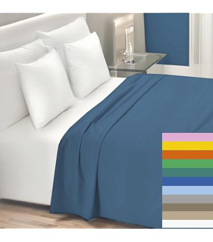 Lenzuolo Sopra Una Piazza E Mezza In Cotone 100% | Made In Italy | 180x290 Cm | Morbido E Tinta Unita