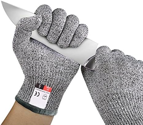 NewPI Cut Resistant Gloves, Safety Work Gloves, Anti-Slash Cut Static Resistance Protect Gloves, Secure-Grip Microdots and High Performance Level 5 Protection, Food Grade. Size S-XL(1 pair)