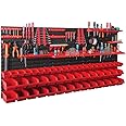 REXXER Stacking Boxes Storage System - Workshop Wall Shelf & Tool Holder - Modular Tool Rack for Garage & Workshop - Perforated Wall with 102 Pieces