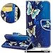 Produktbild HUDDU Bunt Schutzhülle für Huawei P10 Lite Hülle im Bookstyle Blumen Butterfly Muster Slim Handyhülle Leder Tasche Wallet Case Cover Flip Ledertasche mit Kartenfach Magnetverschluss Stand Brieftasche Etui Handytaschen für Huawei P10 Lite Klapphülle Blau