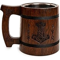 Boccale Birra Legno Stanley Cup Teksome Tazza Medievale,Boccale Da Birra In Legno Da 600 Ml Per Uomo | Boccale Di Birra, Tazza Di Caffè Fresco, Boccale Di Birra Vichingo Per La Decorazione