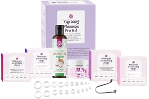 Phimosis Pro-kit med 20 x phimose-ringar, 1 x phimose-kräm, 1 x phimoseolja, 1 x spårblad, 1 x instruktioner (svenskt språk i