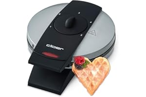 ‎CLOER Cloer 1629 Gofrownica do gofrów w kształcie serca, 930 W, rozmiar gofra 15,5 cm, Bezstopniowa regulacja stopnia przypieczenia, metal