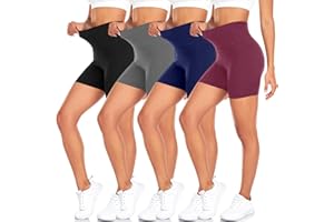 MOREFEEL 4er Pack Radlerhose Damen Kurze Sporthose Damen Shorts Blickdicht High Waist Sommer für Yoga Sport Fitness