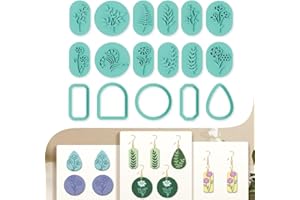 beinkmake 17Pcs Wildflowers Polymer Clay Cutters Boho Wild Grasses Leaves Clay Earrings Cutters Polymer Jewelry Cutter for Earrings Making Birthday Party DIY Supplies