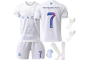 sinirttou Fußball Trikot Set für Kinder,Nr.7 und Nr.9 Fussball Jersey Trainingsanzug Jungen Herren, mit Fußball-T-Shirt, Shorts, Stutzen, Schienbeinschoner und Fixierbänder(Größe22-28)