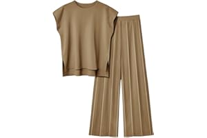 Veriliss 2 Piezas Ropa Mujer Traje De Verano Jerséis De Punto Pantalones De Loungewear Top De Cuello Redondo