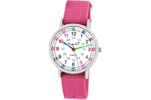 Pacific TimPacific Time Montre pour enfant fille garçon Montre d'apprentissage en textile Bracelet interchangeable analogique à quartz
