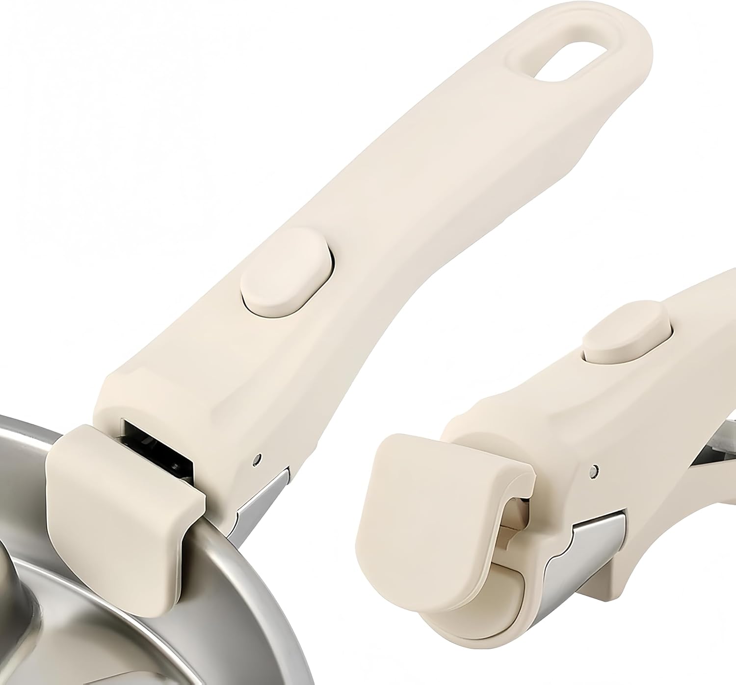 Mango Sarten Universal Extraible, Resistente al Calor y Antiescaldaduras, Mango Desmontable Compatible con la Mayoria de Ollas y Sartenes, Soporta hasta 10 kg, Diseno Ergonomico (Blanco)