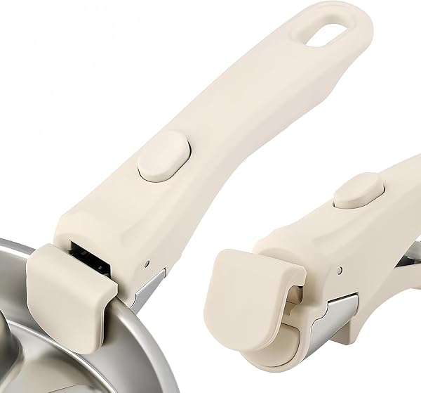 Mango Sarten Universal Extraible, Resistente al Calor y Antiescaldaduras, Mango Desmontable Compatible con la Mayoria de Ollas y Sartenes, Soporta hasta 10 kg, Diseno Ergonomico (Blanco) - 1