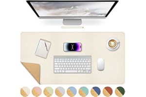 Giecy Desk Pad, Cork Leather Desk Mat, XXL Keyboard Mouse Mat, Dual-Sided Computer Protector Pad for Home Office (Cream, 90 x 43 cm)