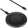 Spigen Essential Wireless Charger for iPhone 16/15/14/13/12/11/X.8 Series, Samsung Galaxy S25/S24/S23/S22/S21/S20 OnePlus 9/9 Pro with USB-C to C Type Cable [Version 2] - Black