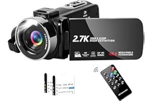 DREANNI Videokamera 2.7K 48MP Camcorder 16X Digital Zoom Kamera Recorder für YouTube 3.0 Zoll LCD Bildschirm Vlogging Kamera mit Batterien, LED-Fülllicht, Fernbedienung