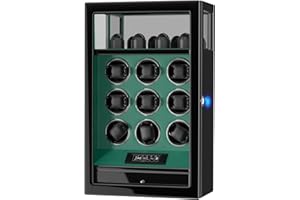 XTELARY Caja giratoria automática para Relojes con Compartimentos Flexibles para Guardar Relojes y Joyas, iluminación LED integrada, Motores Mabuchi silenciosos