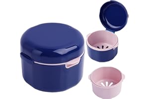 Annlpoy Boîte de Dentier avec Passoire, boite dentier adulte, Boite Appareil Dentaire Portable, boite appareil dentaire, bleu, pour appareils dentaires, prothèses et appareils d'hygiène buccale