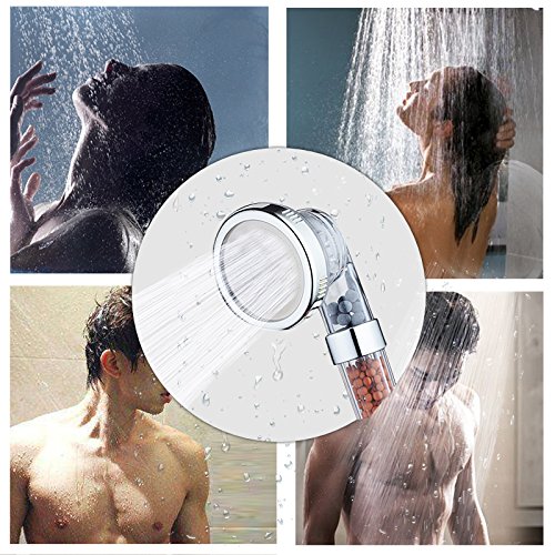 austor Ionic Filter Handbrause, 3-Wege-Spray Hand Dusche Kopf Duschkopf mit extra 3 Pack Ersatz-Ion Mineral Bälle - 7