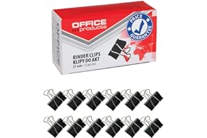 ‎OFFICER PRODUCTS Office Products Foldback-Klammern 25mm / 12 Stück/aus Metall/Schwarz/Silber/Unempfindlich Gegen Verformung/Büroklammern Papierklammern