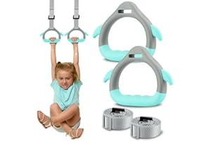 LALUKY Gymnastics Rings for Kids Bars, Fitness Children Trapeze Bar Pull Up Gym Rings Exercise Strength Training Equipment with Straps ＆ Adjustable Buckle for Children Exercise Load-bearing 40KG(green)