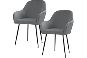 Betylifoy Dining Chair Cover Stretch Chair Cover Set of 2 Elastic Chair Cover with Armrest Removable Chair Cover Black Chair Slipcover for Dining Room Living Room Wedding Decoration (Grey)