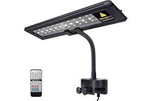 IREENUO Oświetlenie LED do akwarium, lampa zaciskowa z pilotem zdalnego sterowania, lampa akwariowa do rafy koralowej i roślin wodnych