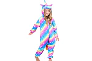 Piefry Pijama de Unicornio Suave Onesie Pijamas de Una Pieza para Niñas