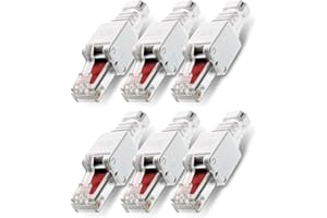 NAUC 6 Stück Netzwerkstecker werkzeuglos RJ45 CAT6 LAN Ethernet Kabel Stecker CAT5 CAT7 Verlegekabel Patchkabel Netzwerkkabel Toolless Modular Plug Connector Crimpstecker