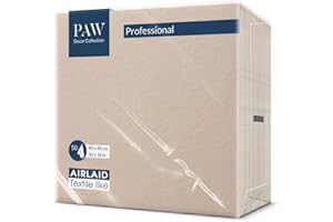 PAW Serviette de Table Papier - Airlaid (40 x 40 cm) I Monocolor, Beige I Décoration Anniversair, Mariage, Bapteme Garcon et Fille I Structure en Tissu I Color: Monocolor beige